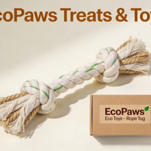EcoPaws Eco Toys – Rope Tug made from natural cotton and jute fibres with eco-friendly packaging.